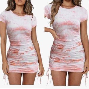 Ruched tie-dye dress